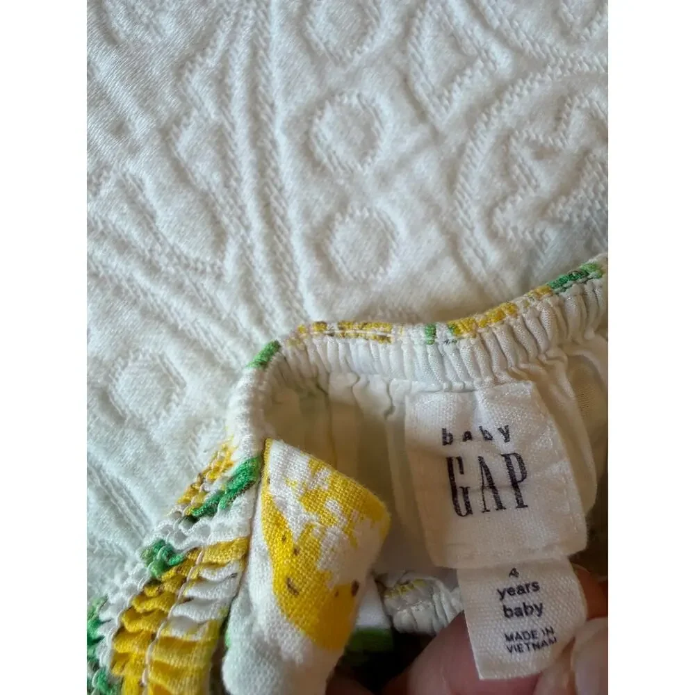 GAP Yellow Lemons Sun Dress 4T linen cotton blend